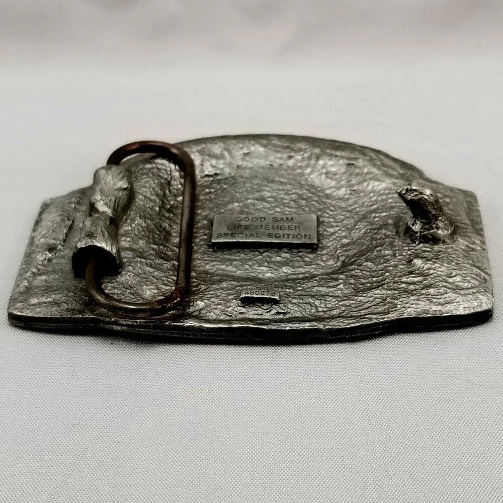 Vintage Good Sam Club Life Member Special Edition Pewter‎ Belt Buckle RV Camper